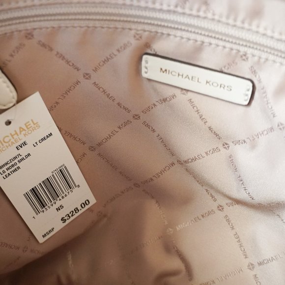 Michael Kors Evie Large Hobo Shoulder Leather Bag Light Cream - Picture 9 of 11